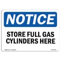 Signmission OSHA Notice Sign, 12" H, 18" W, Rigid Plastic, NOTICE Store Full Gas Cylinders Here Sign, Landscape OS-NS-P-1218-L-16631